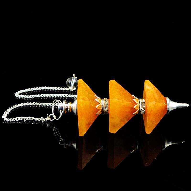 gemsmore:Natural Orange Aventurine Healing Pyramid Pendulum