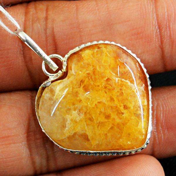 gemsmore:Natural Orange Aventurine Heart Shape Healing Pendant