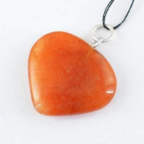 gemsmore:Natural Orange Aventurine Heart Shaped Pendant