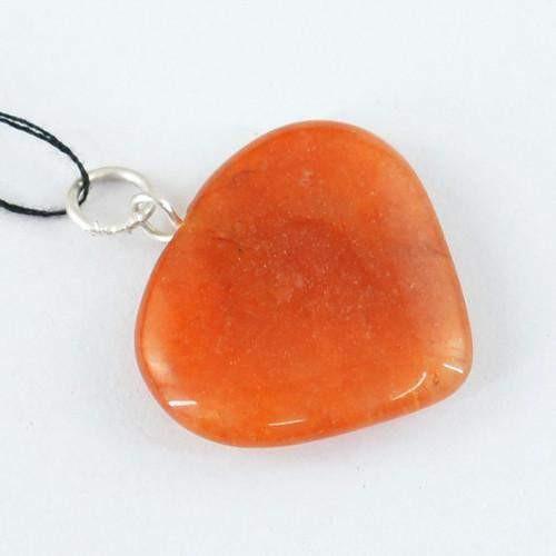 gemsmore:Natural Orange Aventurine Heart Shaped Pendant