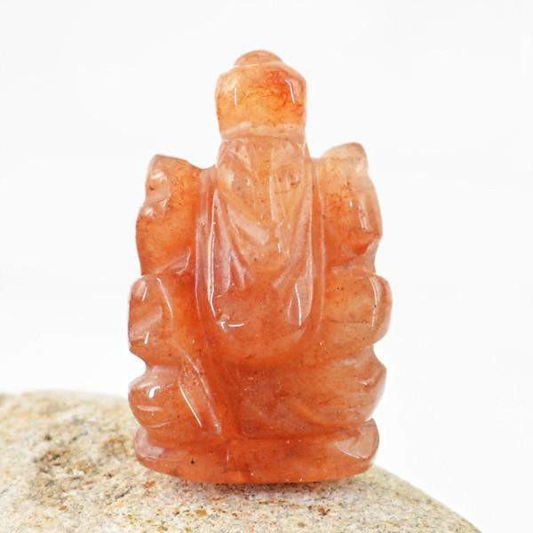 gemsmore:Natural Orange Aventurine Lord Ganesha