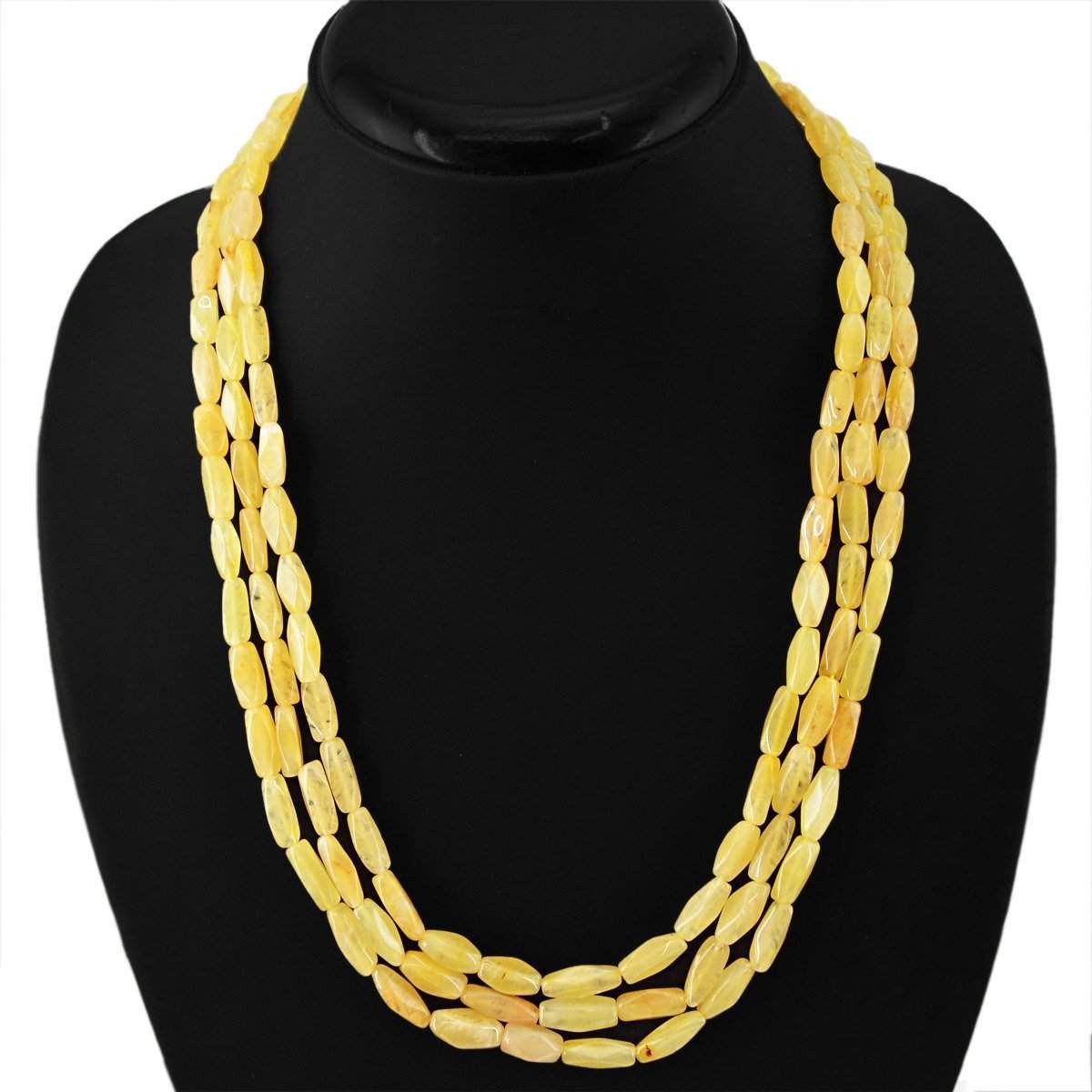 gemsmore:Natural Orange Aventurine Necklace 3 Strand Faceted Beads