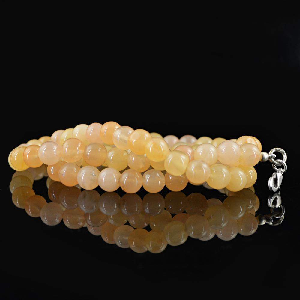 gemsmore:Natural Orange Aventurine Necklace Round Shape Untreated Beads