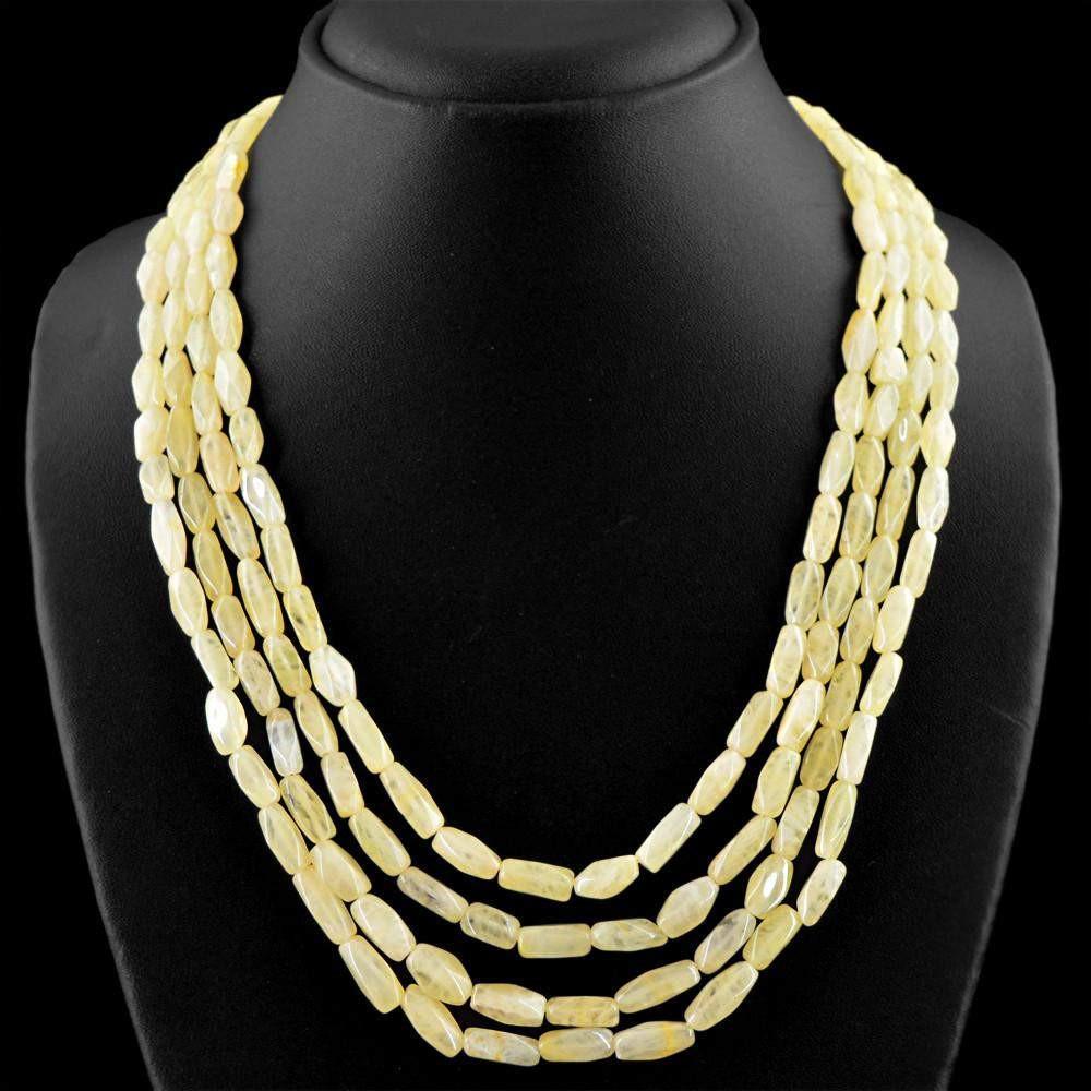 gemsmore:Natural Orange Aventurine Necklace Untreated 4 Line Faceted Beads