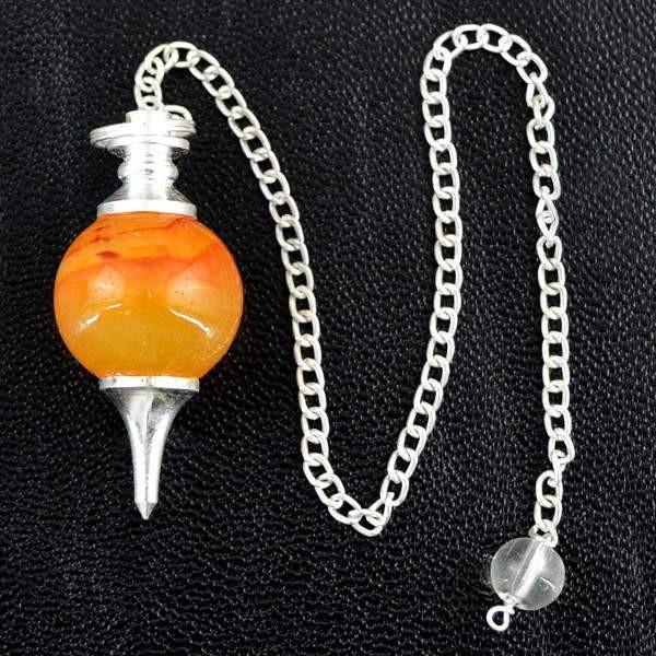 gemsmore:Natural Orange Aventurine Pure Crystal Healing Pendulum