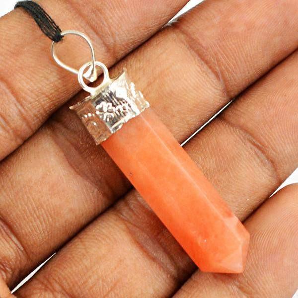 gemsmore:Natural Orange Aventurine Reiki Healing Point Pendant