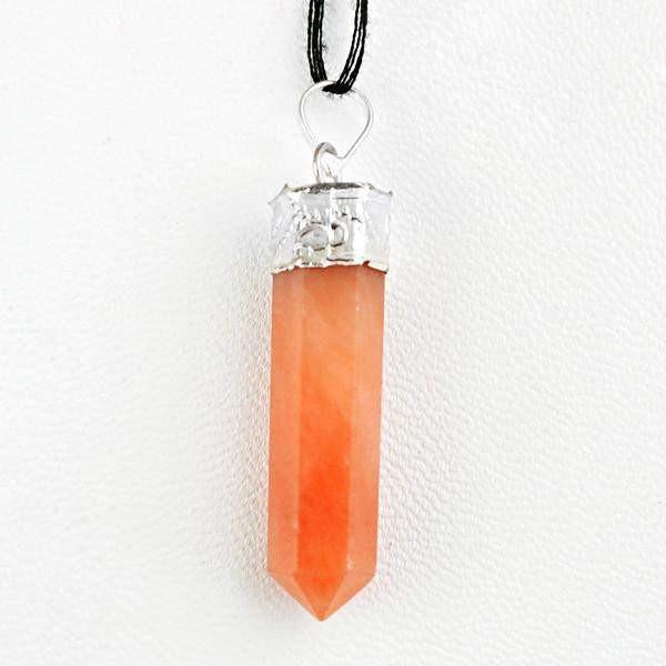 gemsmore:Natural Orange Aventurine Reiki Healing Point Pendant