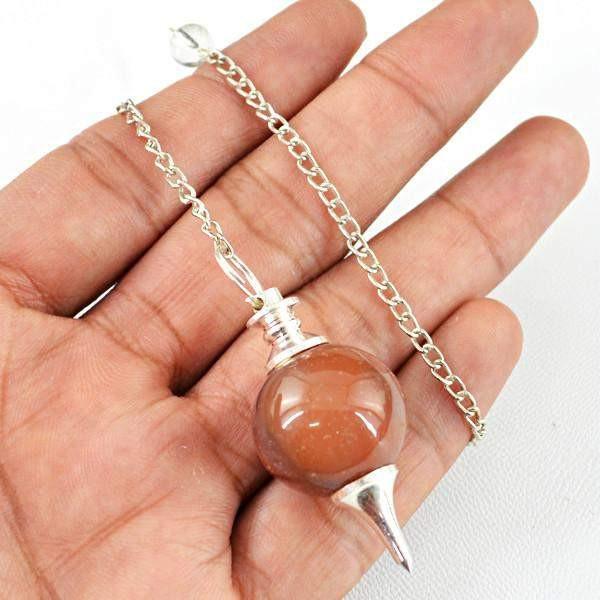 gemsmore:Natural Orange Aventurine Untreated Healing Pendulum