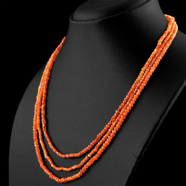 gemsmore:Natural Orange Carnelian 3 Line Faceted Beads