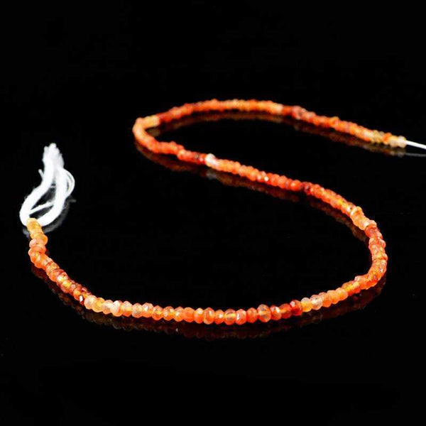 gemsmore:Natural Orange Carnelian Beads Strand - Faceted Round Shape Drilled