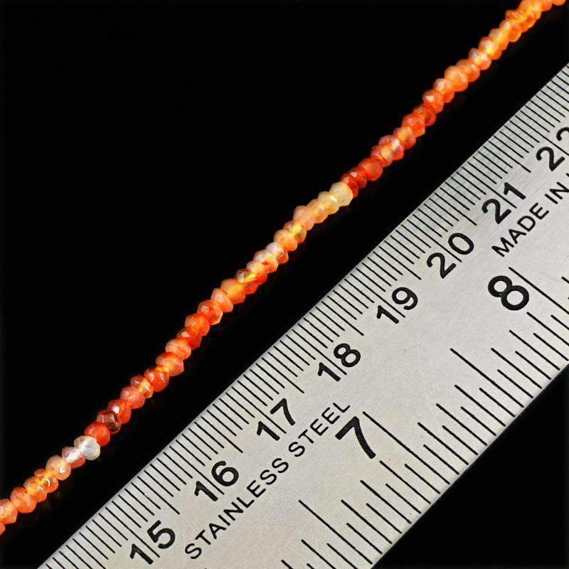 gemsmore:Natural Orange Carnelian Beads Strand - Faceted Round Shape Drilled