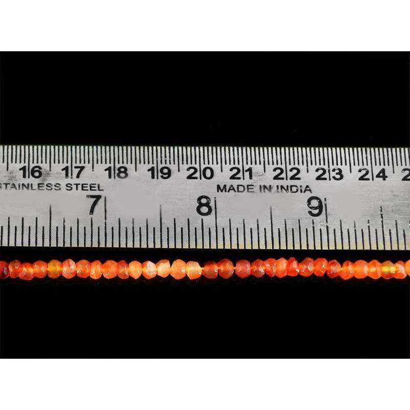 gemsmore:Natural Orange Carnelian Beads Strand - Round Shape Faceted Drilled