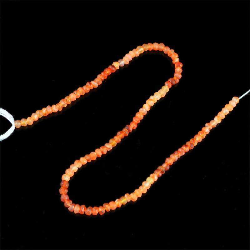 gemsmore:Natural Orange Carnelian Beads Strand - Round Shape Faceted Drilled