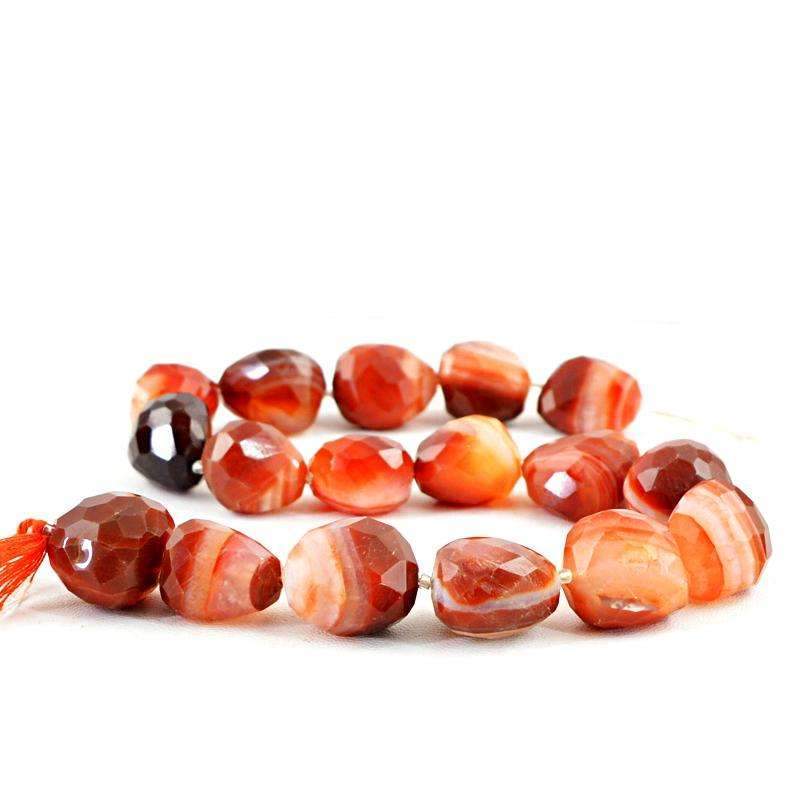 gemsmore:Natural Orange Carnelian Beads Strand Faceted Drilled