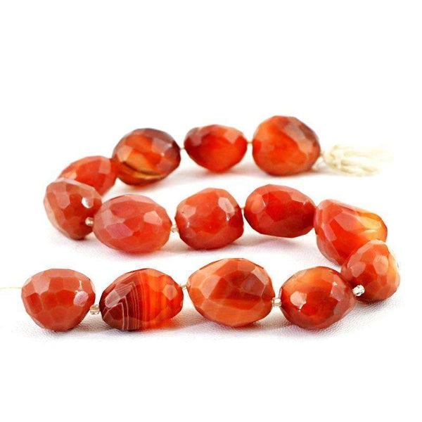 gemsmore:Natural Orange Carnelian Beads Strand Faceted Drilled