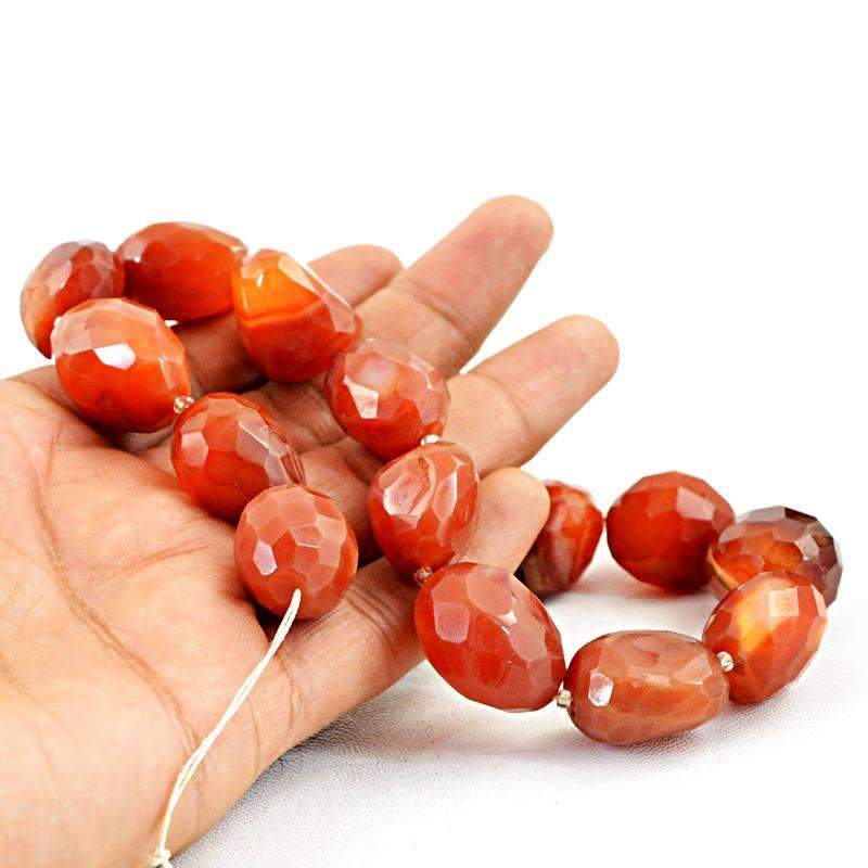 gemsmore:Natural Orange Carnelian Beads Strand Faceted Drilled