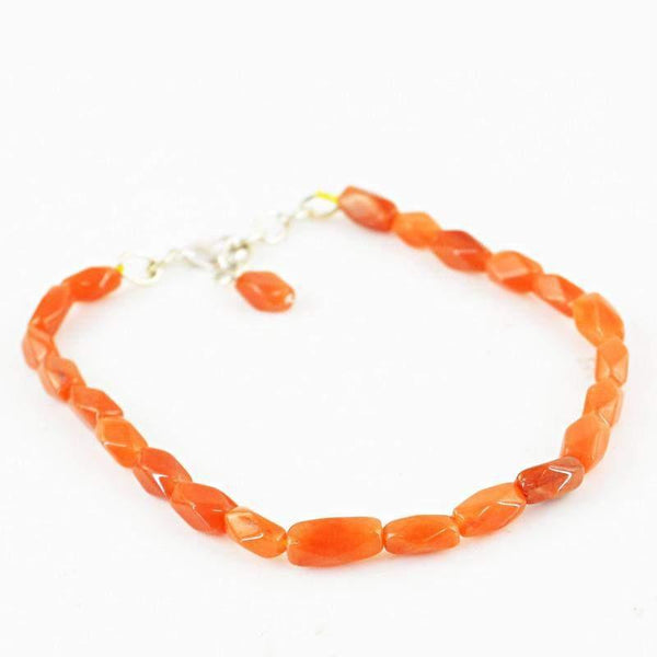 gemsmore:Natural Orange Carnelian Bracelet Faceted Beads