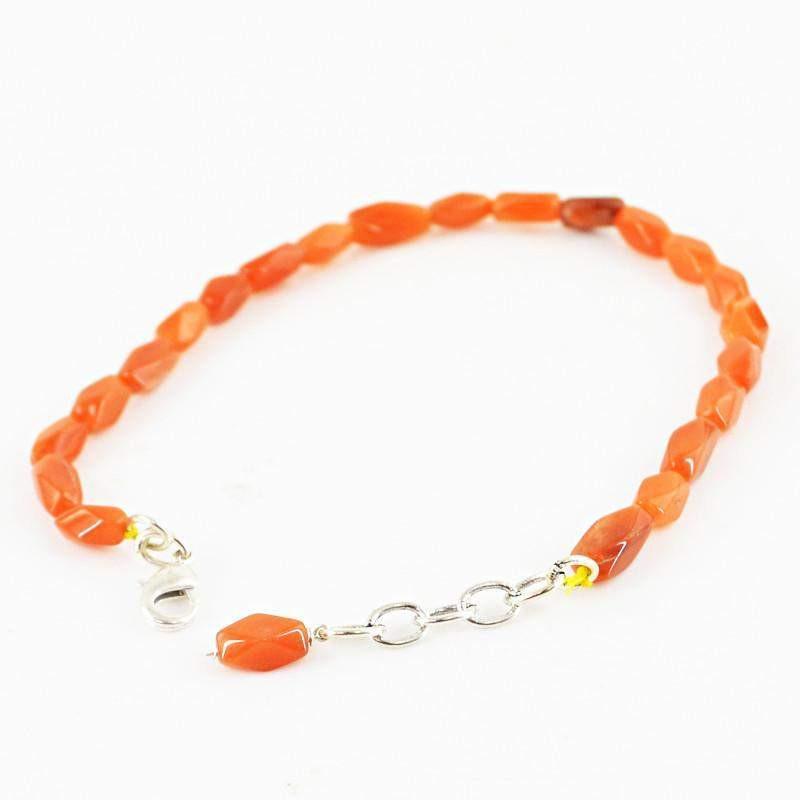 gemsmore:Natural Orange Carnelian Bracelet Faceted Beads