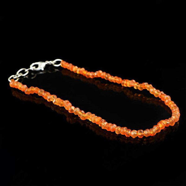 gemsmore:Natural Orange Carnelian Bracelet Round Faceted Beads
