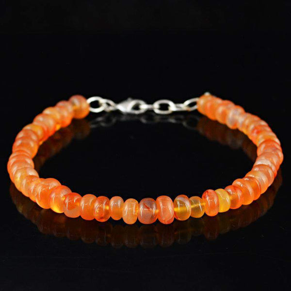 gemsmore:Natural Orange Carnelian Bracelet Round Shape Beads