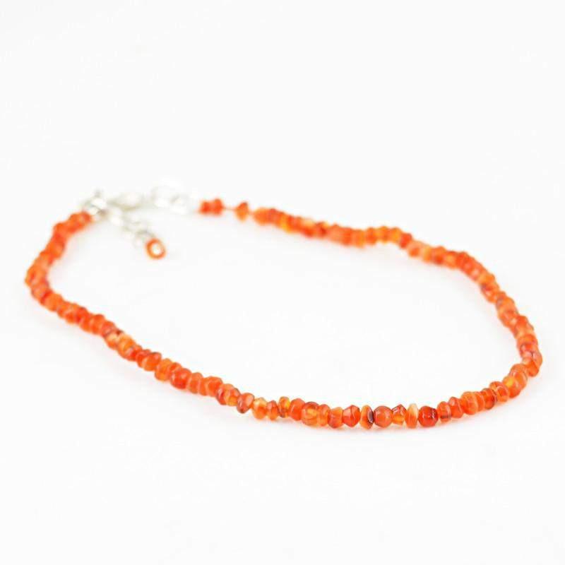 gemsmore:Natural Orange Carnelian Bracelet Round Shape Faceted Beads