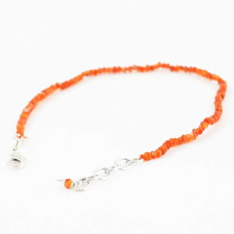 gemsmore:Natural Orange Carnelian Bracelet Round Shape Faceted Beads