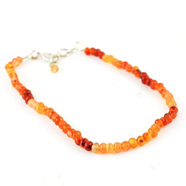 gemsmore:Natural Orange Carnelian Bracelet Unheated Round Shape Beads