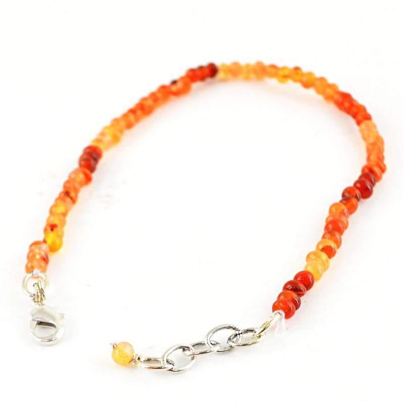 gemsmore:Natural Orange Carnelian Bracelet Unheated Round Shape Beads