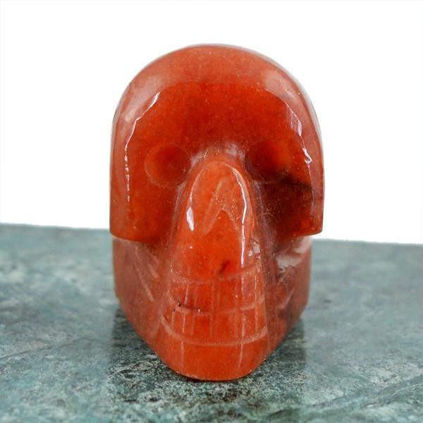 gemsmore:Natural Orange Carnelian Carved Skull Gemstone