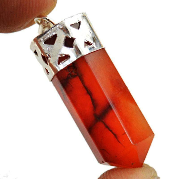 gemsmore:Natural Orange Carnelian Crystal Healing Point Pendant