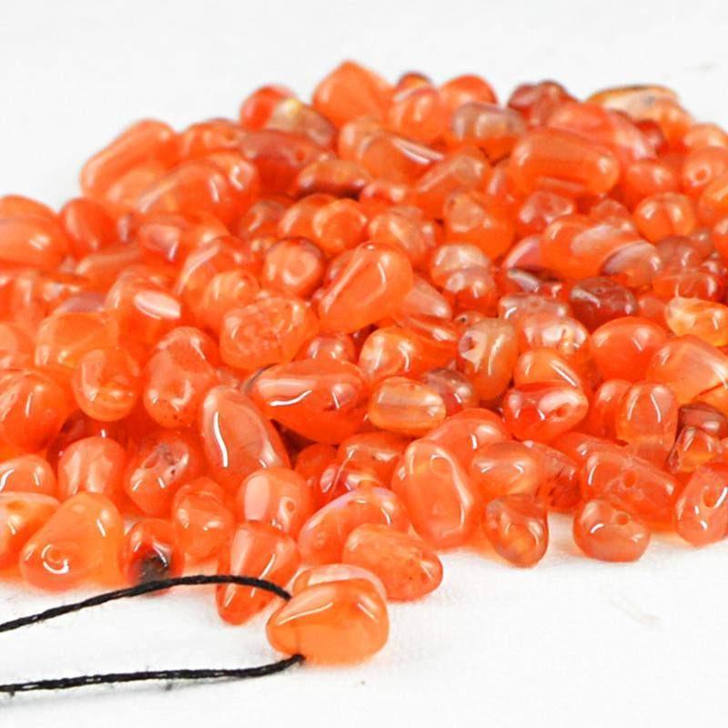 gemsmore:Natural Orange Carnelian Drilled Beads Lot