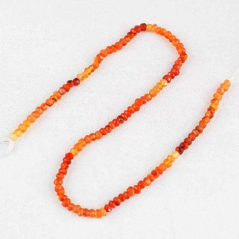 gemsmore:Natural Orange Carnelian Drilled Beads Strand Round Shape Faceted