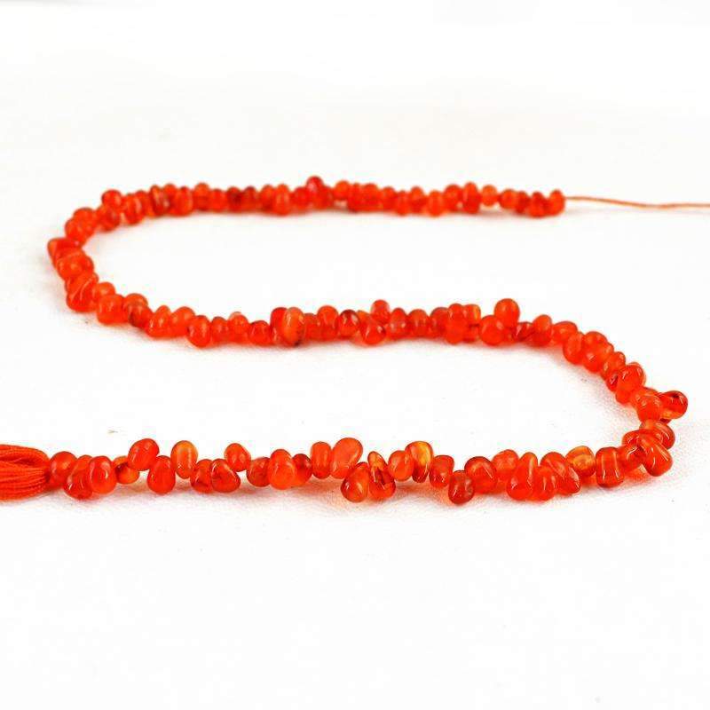 gemsmore:Natural Orange Carnelian Drilled Beads Strand