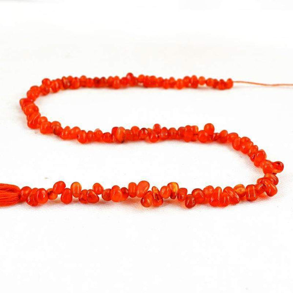 gemsmore:Natural Orange Carnelian Drilled Beads Strand