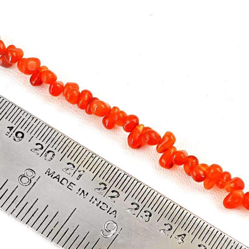 gemsmore:Natural Orange Carnelian Drilled Beads Strand