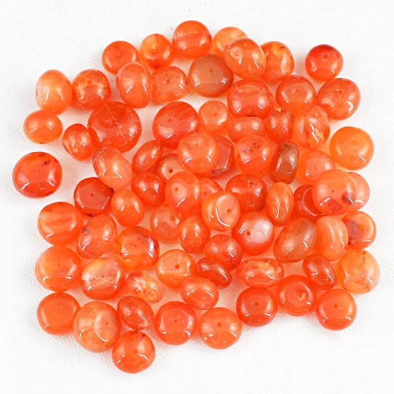 gemsmore:Natural Orange Carnelian Drilled Round Beads Lot