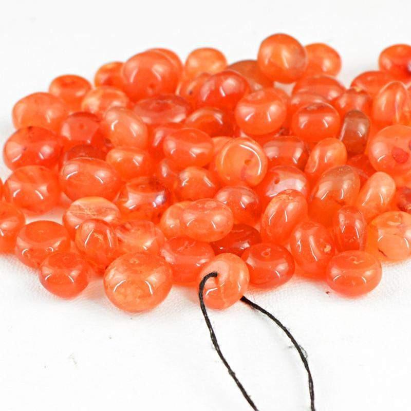 gemsmore:Natural Orange Carnelian Drilled Round Beads Lot
