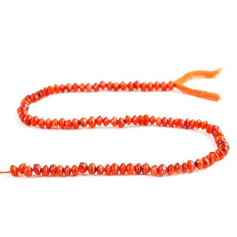 gemsmore:Natural Orange Carnelian Drilled Untreated Beads Strand