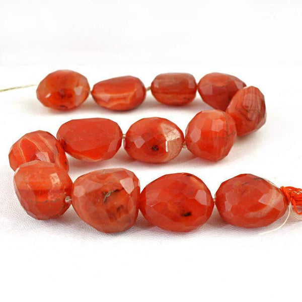 gemsmore:Natural Orange Carnelian Faceted Beads Strand