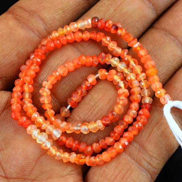 gemsmore:Natural Orange Carnelian Faceted Beads strand