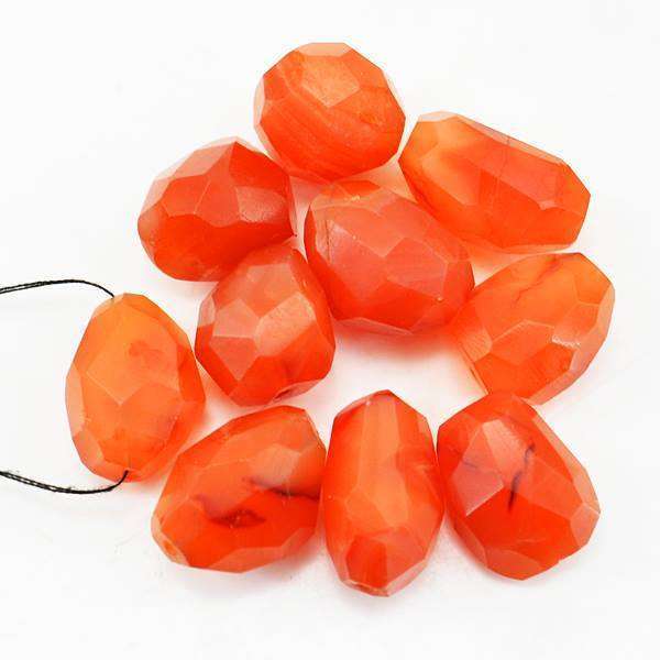 gemsmore:Natural Orange Carnelian Faceted Drilled Beads Lot