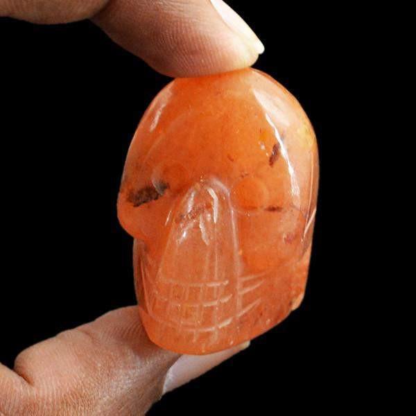 gemsmore:Natural Orange Carnelian Gemstone Carved Skull