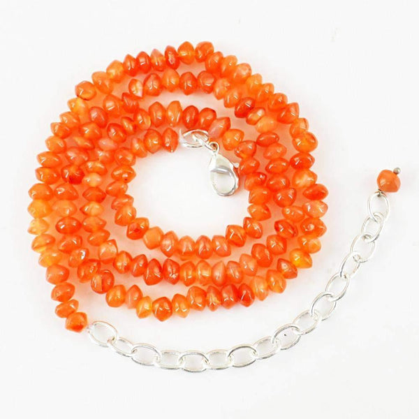 gemsmore:Natural Orange Carnelian Necklace 91.50 Cts Unheated Round Shape Beads