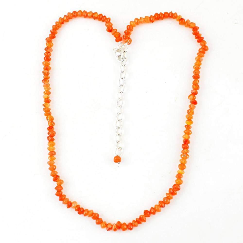 gemsmore:Natural Orange Carnelian Necklace 91.50 Cts Unheated Round Shape Beads