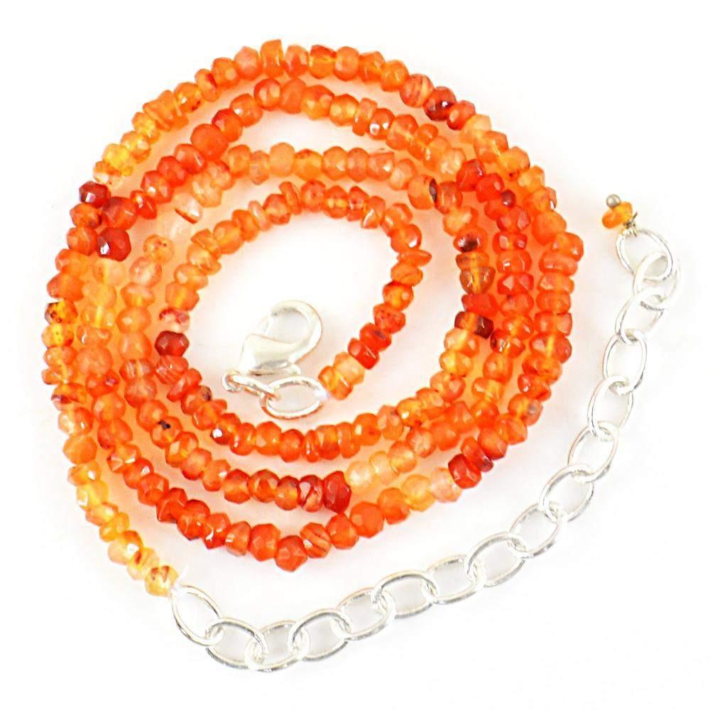 gemsmore:Natural Orange Carnelian Necklace Round Shape Faceted Beads