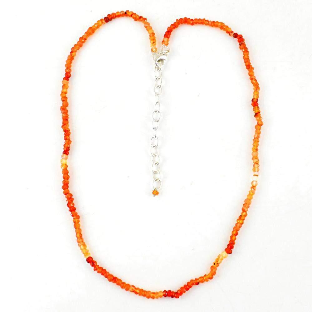 gemsmore:Natural Orange Carnelian Necklace Round Shape Faceted Beads