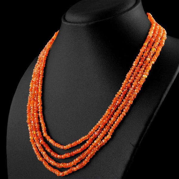 gemsmore:Natural Orange Carnelian Necklace Untreated Faceted Beads