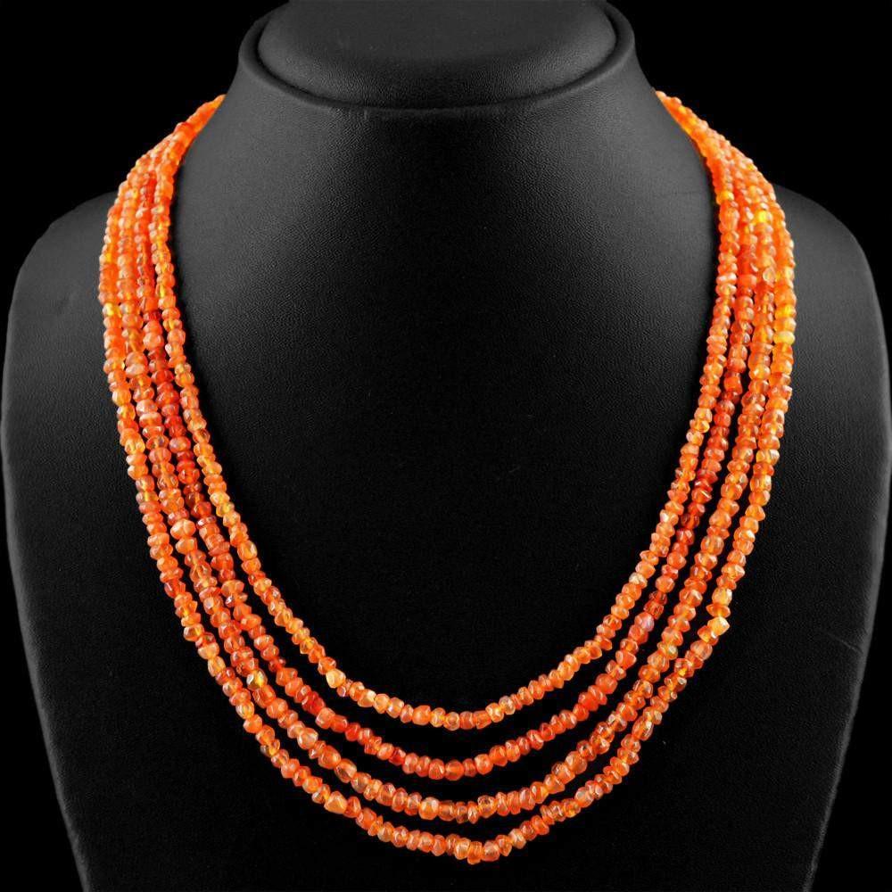 gemsmore:Natural Orange Carnelian Necklace Untreated Faceted Beads