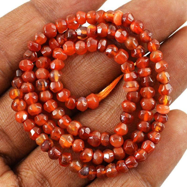 gemsmore:Natural Orange Carnelian Round Cut Beads Strand