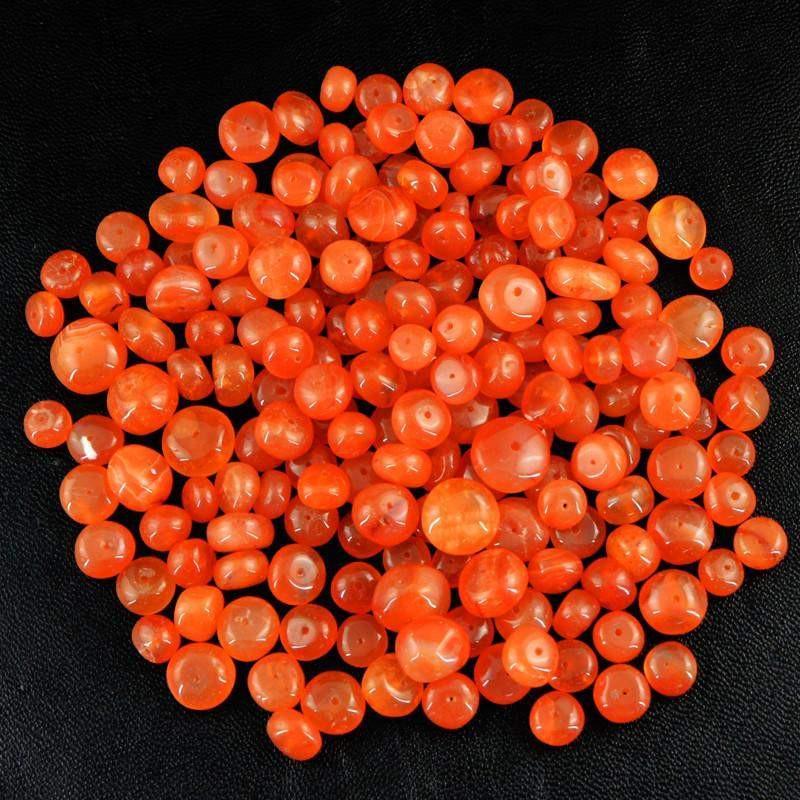 gemsmore:Natural Orange Carnelian Round Drilled Beads Lot